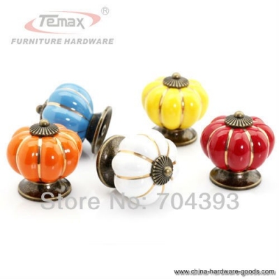 10pcs x-mas cute pumpkin ceramic knobs pulls kitchen kids cabinets dresser drawer handles