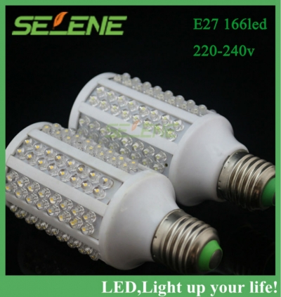 1pc/lot led bulb 15w e27 220v-240v cold white or warm white light led lamp 166 led 360 degree spot light