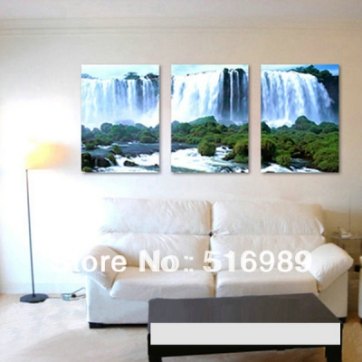 bathroom 3 pcs huge water fall on canvas decorative oil painting art bree11 [painting-7677]