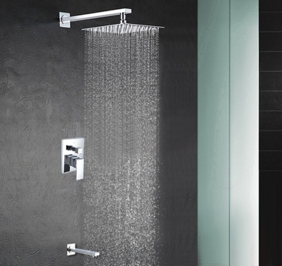 bathroom in wall shower set with 10" 304 stainless steel ultra-thin rain shower chuveiro concealed shower set is005 [shower-sets-8493]