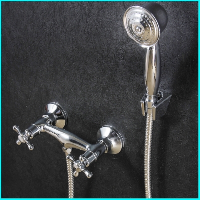 bathroom shower faucet brass wall mounted dual handle bath mixer shower set water tap torneira chuveiro ducha [discount-items-3137]