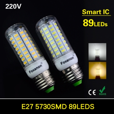bombillas led bulb e27 smd 5730 89led lamparas led light lampada led e27 220v ampoule candle luz with smart ic power ce rhos [5730-smart-ic-corn-series-108]