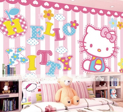 custom any size 3d wall mural wallpapers hello kitlly girls bedroom wall paper