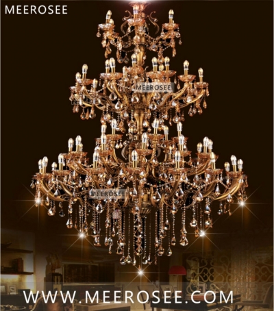 huge 3 tiers 55 arms antique brass crystal chandelier lighting cristal lustre hanging project lamp md3153 l55 d1500mm h2250mm
