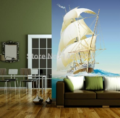 mediterranean style sailing ship environmental protection 3d mural wallpaper,papel de parede moderno
