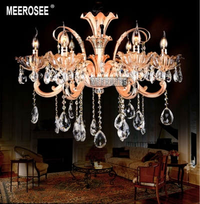 rose gold 6 arms crystal chandelier lighting modern floral crystal light fixture lustres lamp for foyer md2107 d740mm h600mm [alloy-chandeliers-1152]