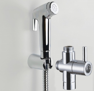 solid abs chrome women handheld bidet shower set /portable bidet with abs shower holder + water diverter bd217-1