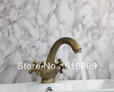 traditional antique brass single lever kitchen faucet tap w/ swivel spout sam196