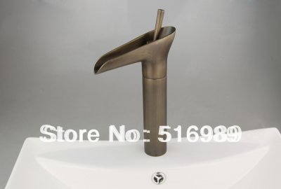 waterfall spout single handle antique brass kitchen sink bathroom basin sink mixer tap brass faucet ls 0027