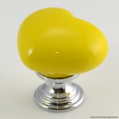 yellow heart-shaped ceramic drawer kitchen cabinet cupboard door handles knobs pulls
