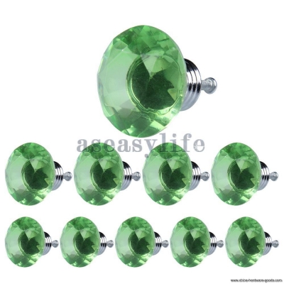 10x 40mm diamond shape crystal glass drawer cabinet pull handle knob green asaf