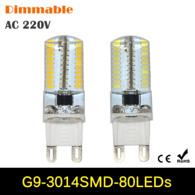 1pcs dimmable 7w g9 led crystal chandelier 3014 smd ac220v 80 led corn bulb lamp silicone body ceiling light 360 degree