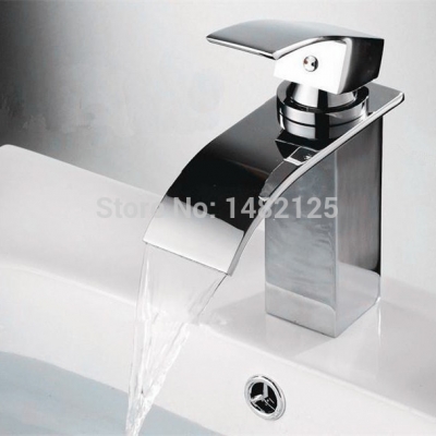 chrome finish brass waterfall basin faucet [basin-faucet-25]