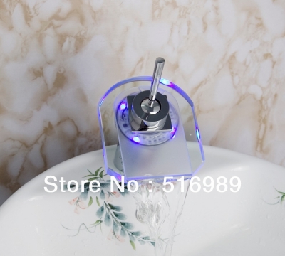 chrome finish color changing led bathroom sink faucet spout bathtub mixer taps grass6 [led-faucet-5453]
