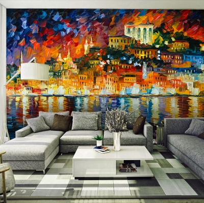 custom any size 3d wall mural wallpapers ,retro personality city study coffee museum background oil painting wall paper