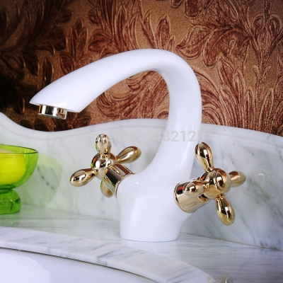 luxury dual handles painted basin faucet