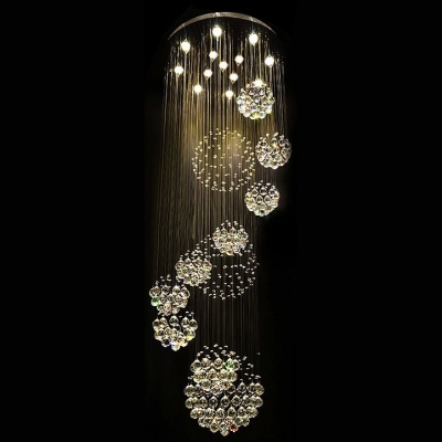 new modern 11pcs lustre crystal ball design chandelier large lustres de cristal lights d80*h300cm guarantee [crystal-chandeliers-2687]