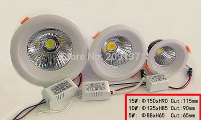 newest 5w/10w/15w very bright led cob chip downlight recessed led ceiling light spot light lamp white/ warm white