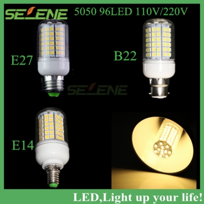 100pcs 5050 smd corn led bulb cob light e27/e14/b22 led lamps ac110v/220v solar downlight 96leds lamp for home light