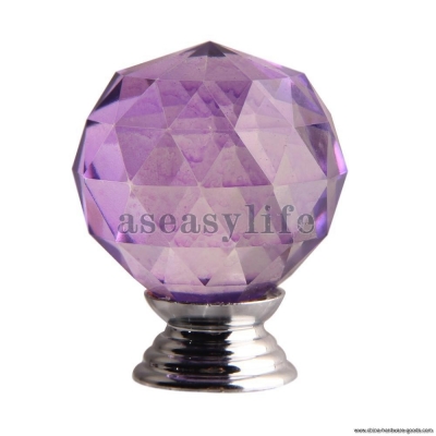 10x sphere light purple crystal handle modern furniture cabinet drawer knob asaf [Door knobs|pulls-111]
