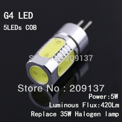 50pcs/lot g4 5w led light 3200k warm/pure white bulb lamp dc 12v
