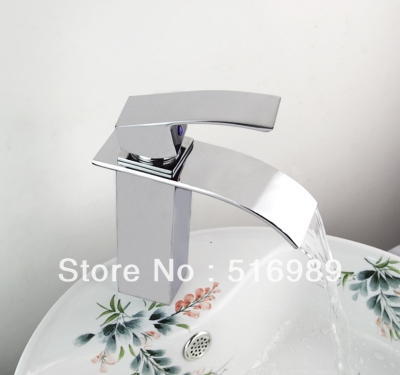 brand new single handle bathroom basin sink faucet waterfall flow lavatory cold water tree624 [waterfall-spout-faucet-9463]