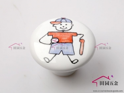 cartoon cute handle boy and baseball door cabinet drawer ceramic knob pulls mbs038-4 [Door knobs|pulls-1220]
