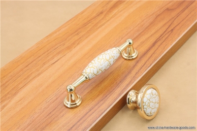 chic cabinet room door handles noble gold crackle ceramic knobs single hole cupboard drawer pulls furniture hardware [Door knobs|pulls-644]