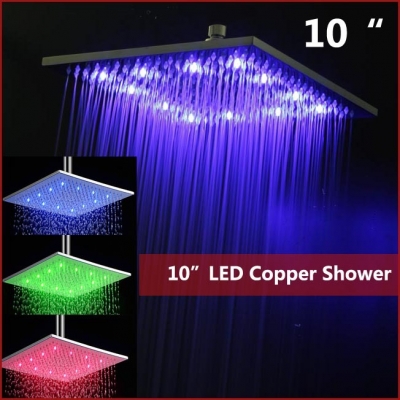chuveiro ducha copper chrome square led lighting color changing temperature detectable top shower head chuveiro led ducha led [shower-heads-8471]