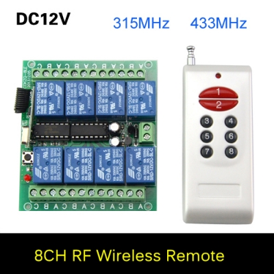 dc 12v 10a 8 ch 8ch channel rf wireless relay remote control switch system 315 mhz 433 mhz transmitter receiver