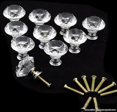fashion 10 clear glass crystal sparkle cabinet drawer door pulls knobs