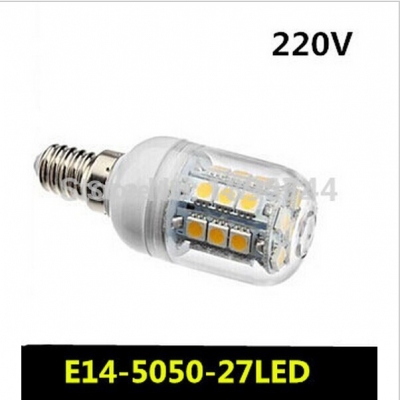 led lamps e14 smd5050 27leds 220v high brightness led lights 7w/5w corn light spot lights energy saving lamp 1pcs/lot zm00103