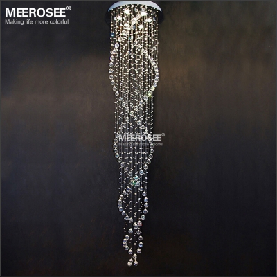 long design crystal ceiling light fixture spiral lustres light fitting flush mounted crystal stair foyer stairs lobby lamp