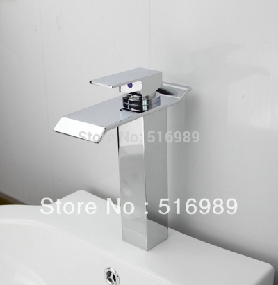 new bathroom deck mount single hole chrome tap faucet waterfall tree70.