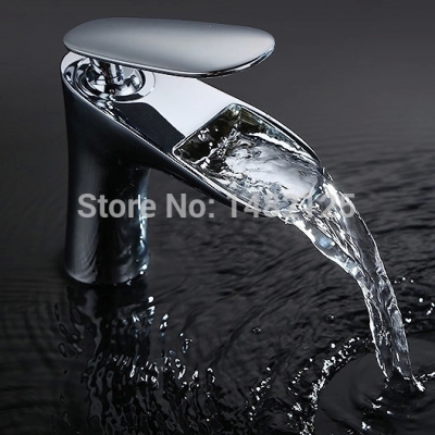 patent design brass 2014 new arrival single handle waterfall lavatory faucet --- chrome