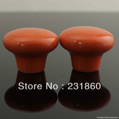 4 x orange round ceramic door knobs cabinets drawer bedroom cupboard pull handle