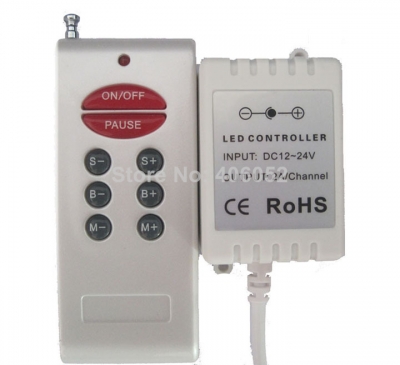 4set/lot wireless dc 12v / 24v rgb rf led remote controller 8 keys , 72w for smd led strip