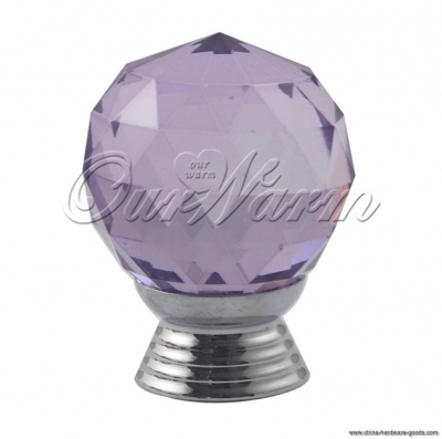 50pcs/lot lavender 30mm crystal glass pull handle cupboard cabinet drawer door furniture knobs wholes /ems