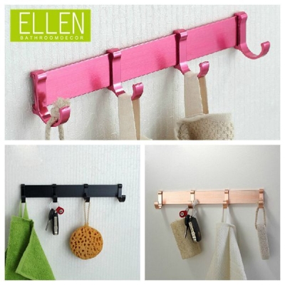 bathroom wall hooks 3 colors aluminum robe hooks towel hanger for doors [34000-pink-color-642]