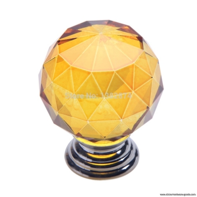 beautiful sphere crystal single-arch modern furniture handles knobs yellow color a#v9 68298.04 [Door knobs|pulls-1449]