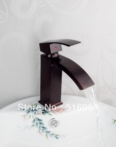 black oil rubbed bronze faucet bathroom brass waterfall faucet single hole basin faucet,whole & retail mixer tap faucet su10