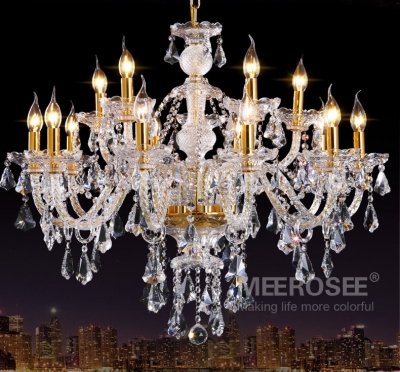 bohemia classic clear crystal chandelier light fixture glass lustre lamp 15 lights cristal light for el, lobby md3148 [glass-chandeliers-3580]
