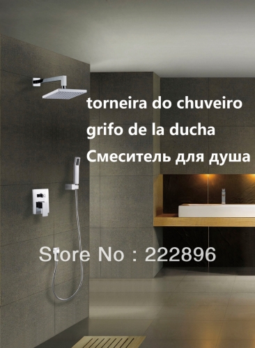 brass bathroom shower faucet set with hand & top shower cold bath tub mixer water tap torneira chuveiro ducha