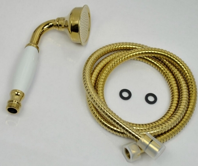 brass classical telephone gold and held shower head +1.5m golden shower pipe golden hand shower th014-1 [shower-faucet-8345]
