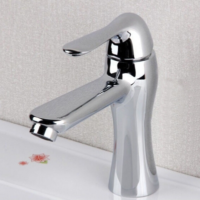 chrome streamline washing machine for bathroom basin faucet single handle deck mounted cold water mixer tap for sink [deck-mounted-basin-faucets-2823]