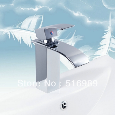 chrome waterfall spout mixer tap faucet bathroom sink basin mak8256