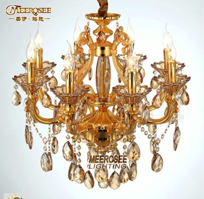 classic 8 arms gold chandelier crystal light fixture golden crystal lustre suspension lamp for lobby md8525 d750mm h600mm [alloy-chandeliers-1085]