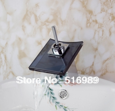 glass big waterfall spout bathroom chrome deck mount single handle wash basin sink vessel torneira tap mixer faucet tree580
