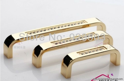 , golden crystal handle modern european drawer cabinet door knob pvd gold
