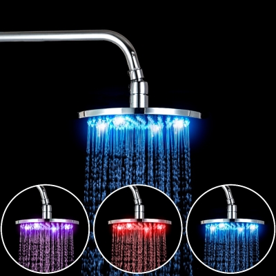 hello luxury bathroom rain shower chuveiro head 8"led 3 color rainfall shower head 8102/109 faucet mixer tap round shower head